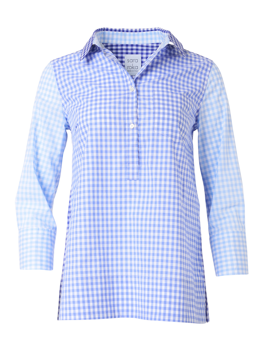 Blue Gingham Cotton Shirt | Sara Roka