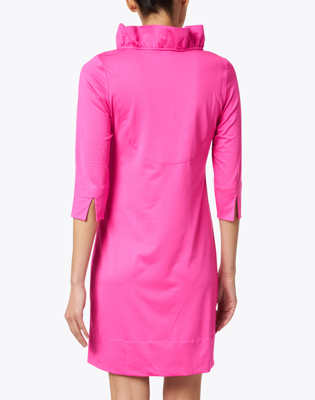 Pink Ruffle Neck Dress