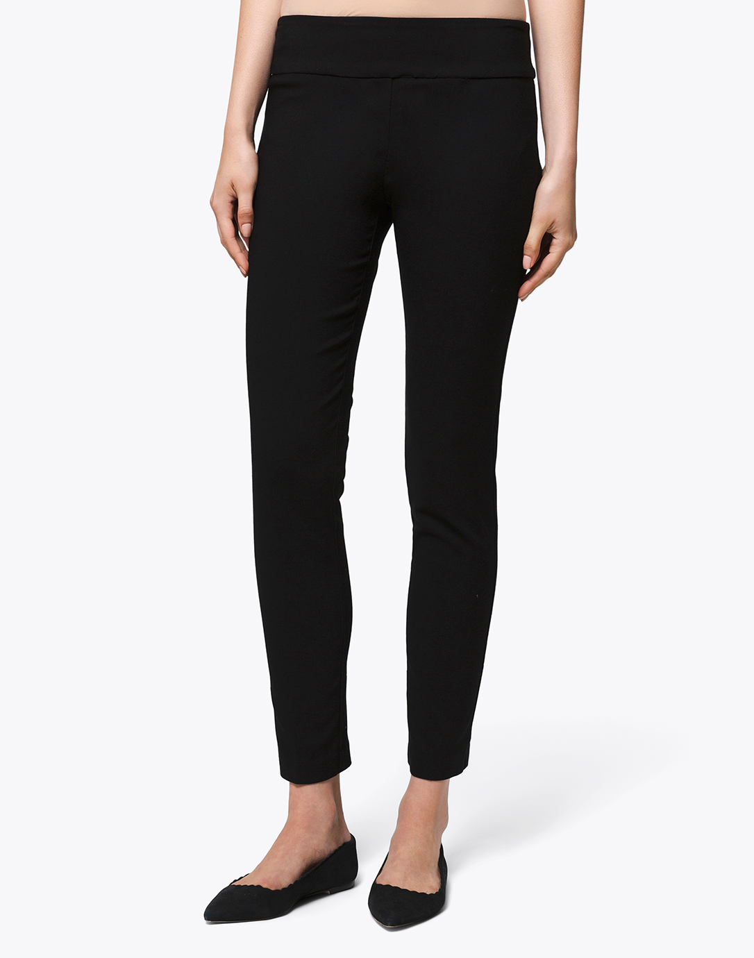 UP 67569 Textured Stretch Pull On Ankle Pants