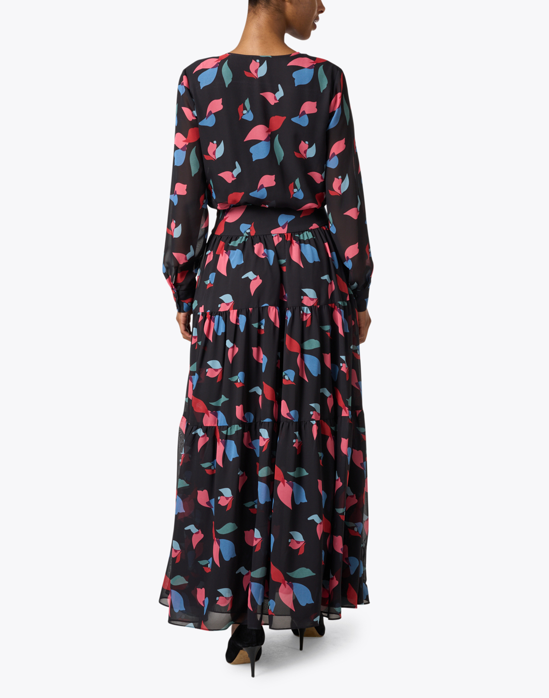 Black Multi Print Chiffon Dress | Emporio Armani