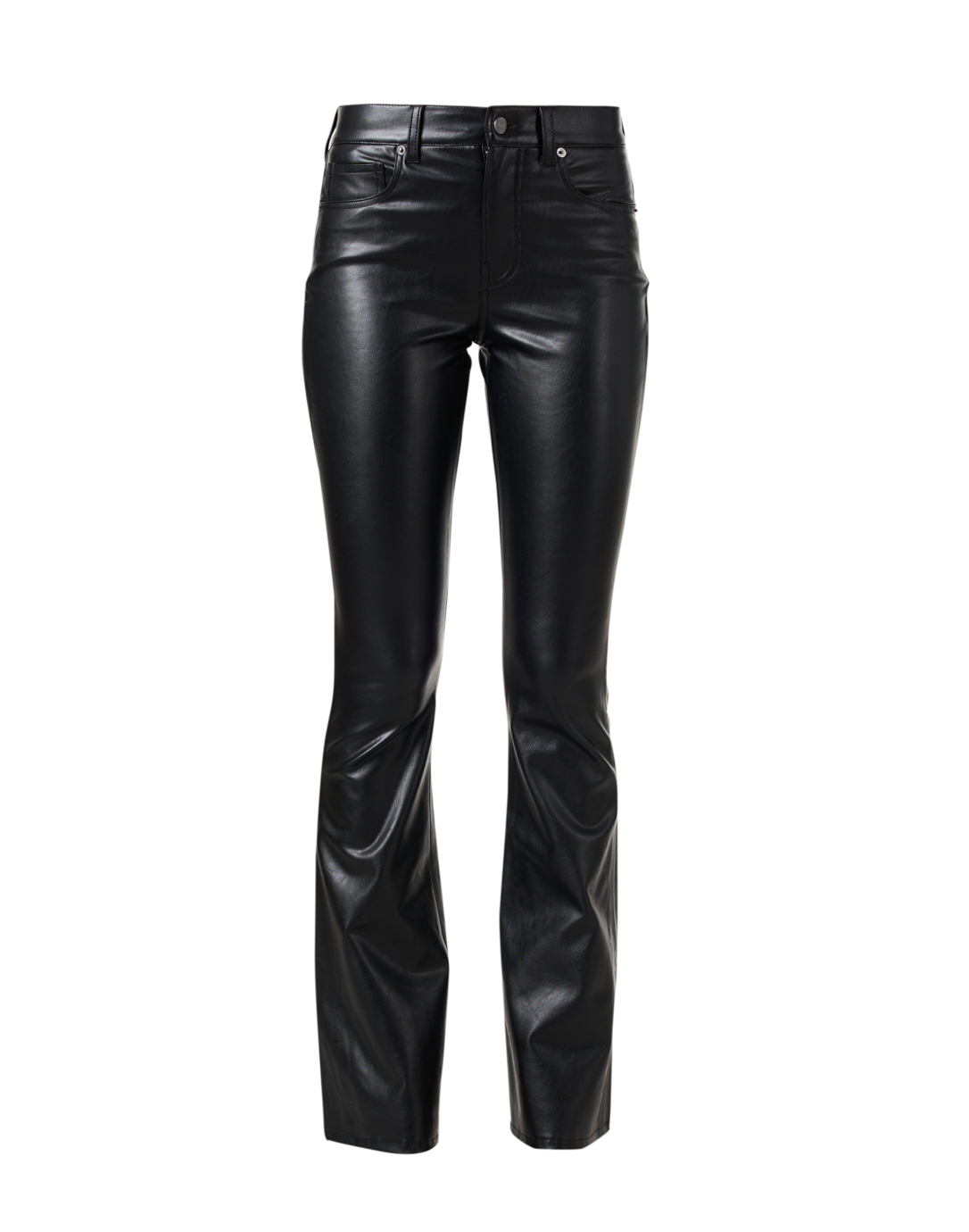 Beverly Black Faux Leather High Rise Flare Pant