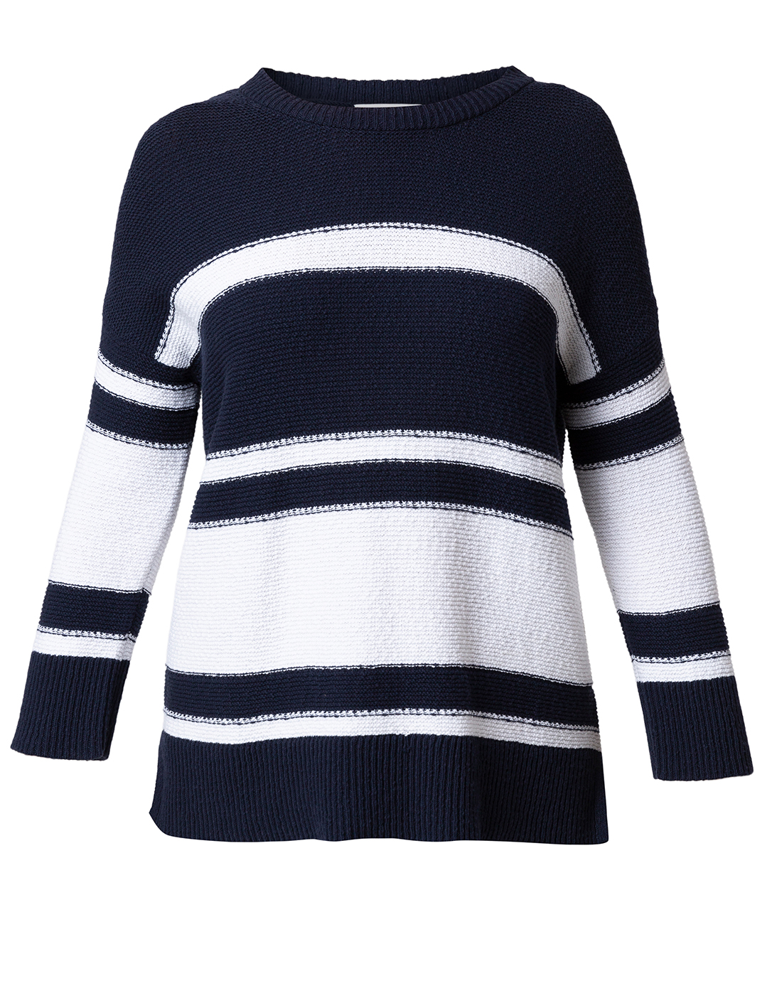 Navy and White Striped Cotton Sweater | Kinross | Halsbrook