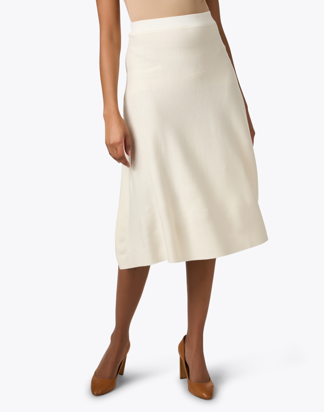 Ivory Wool Midi Skirt