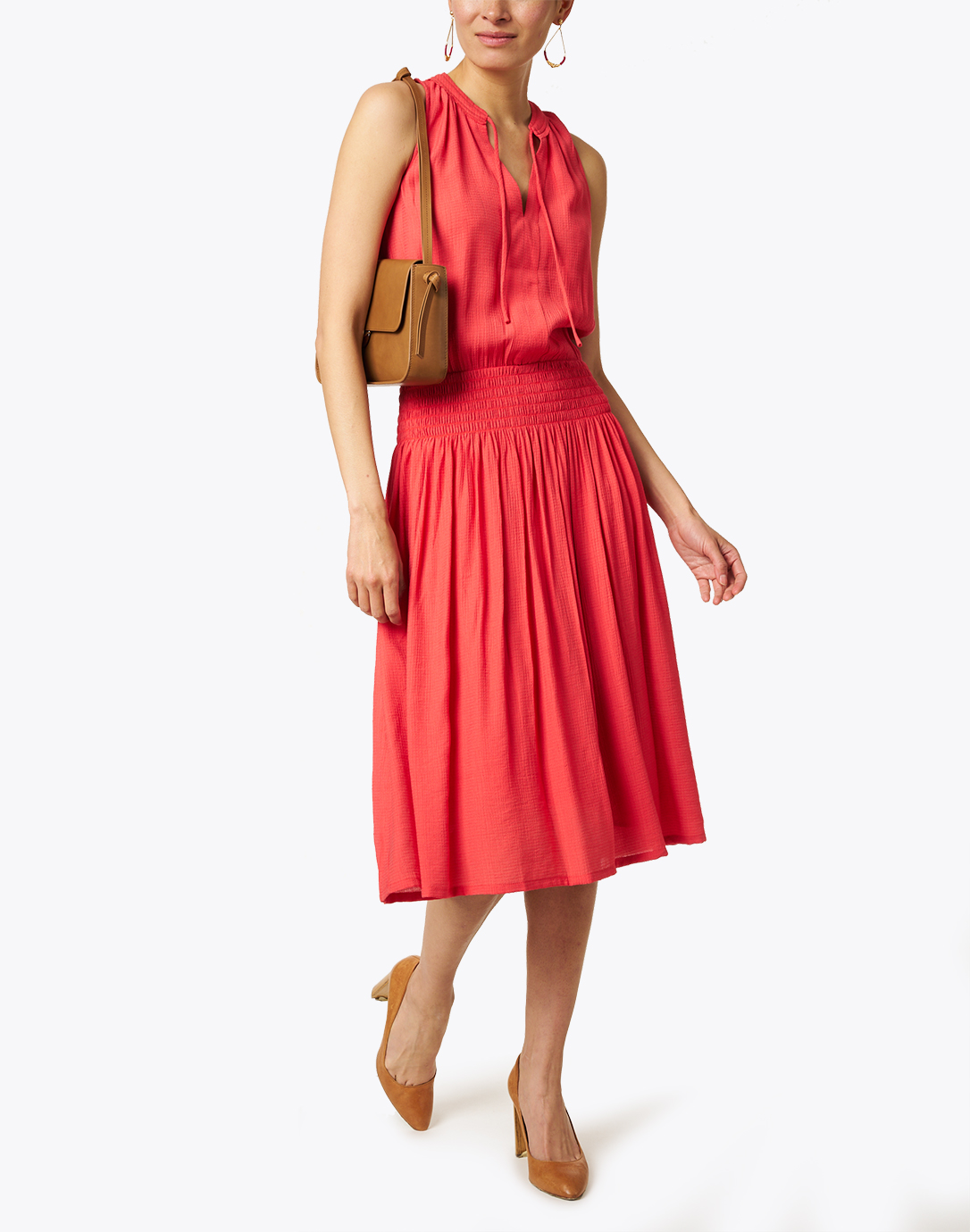 Francine Vermillion Red Crinkled Dress | Brochu Walker | Halsbrook