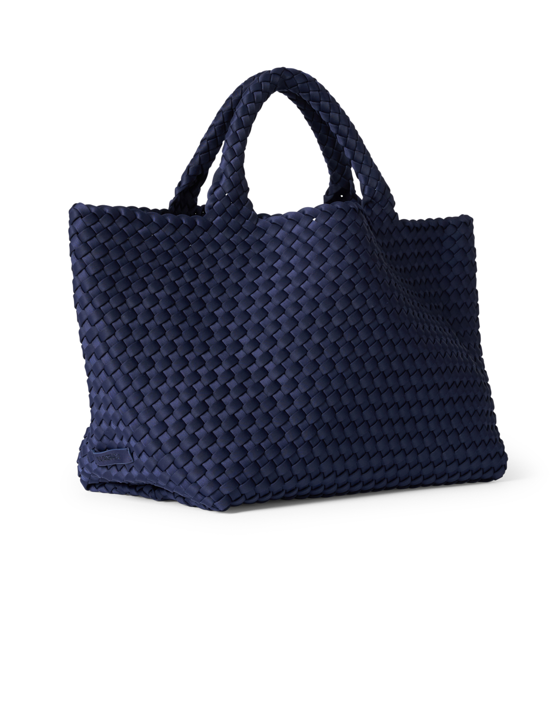Printed Rectangular Woven Leather Tote Bag