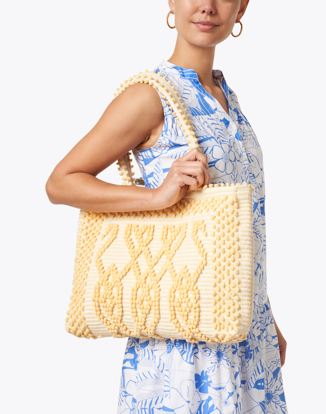 Ava Yellow Geo Woven Cotton Shoulder Bag | Casa Isota