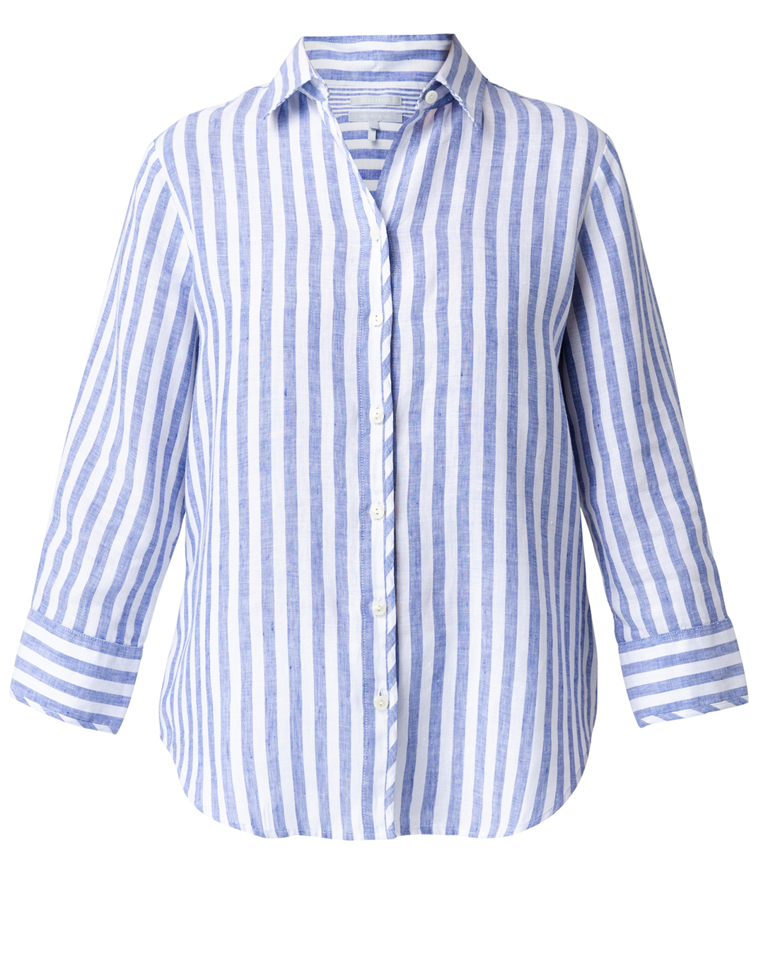 Iris Indigo and White Striped Linen Shirt | Hinson Wu