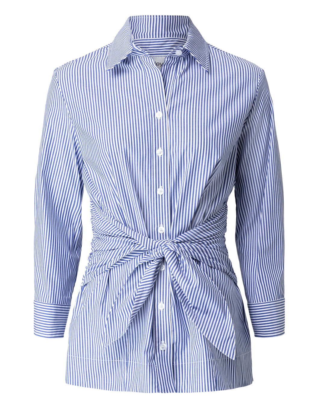 Ellis Blue and White Striped Tie Front Tunic | Finley