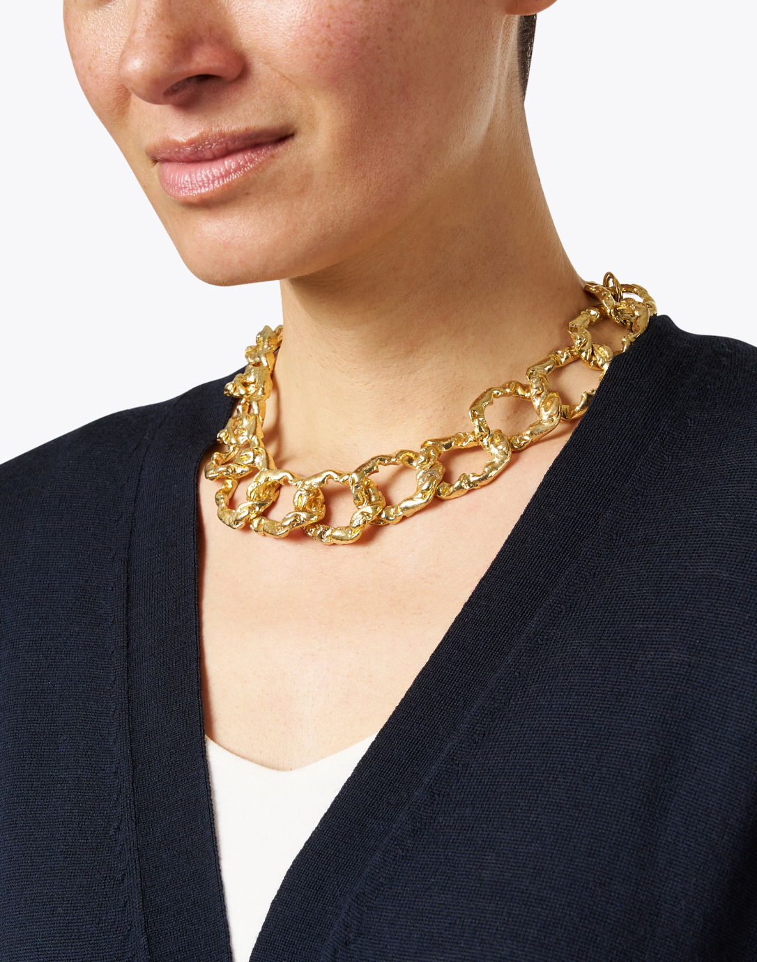 Gold Hammered Link Necklace | Lane