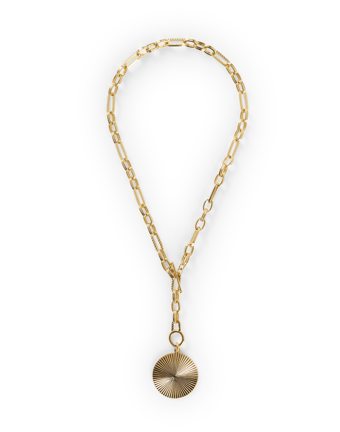 Matte Gold Chain Necklace With Front Toggle Clasp Closure and