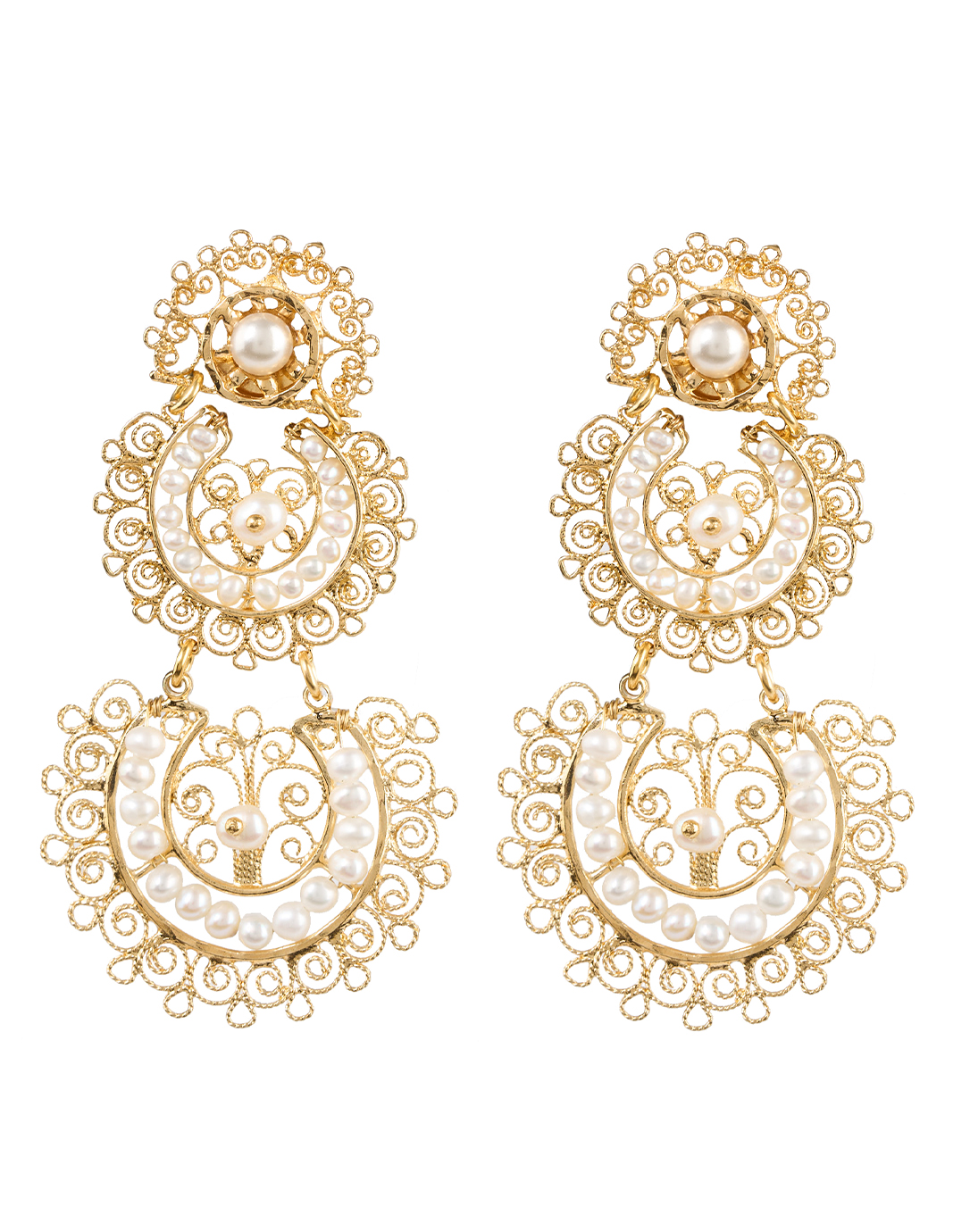 Yucatan Gold and Pearl Drop Earrings | Gas Bijoux
