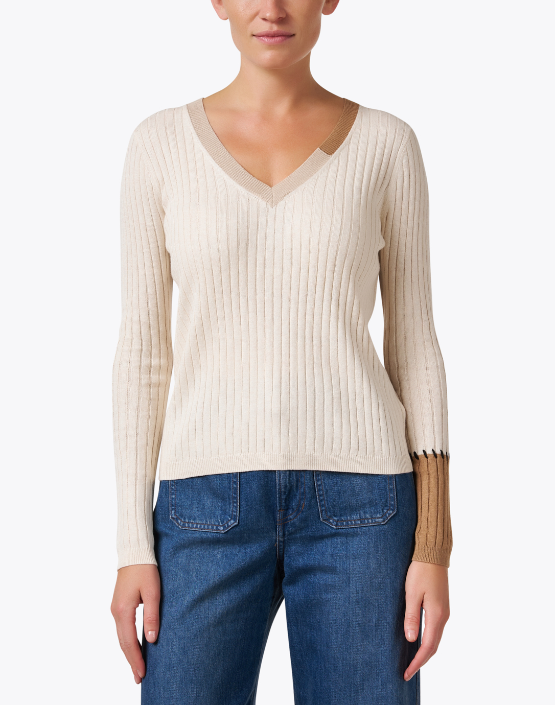 Beige Multi Cotton Cashmere Sweater