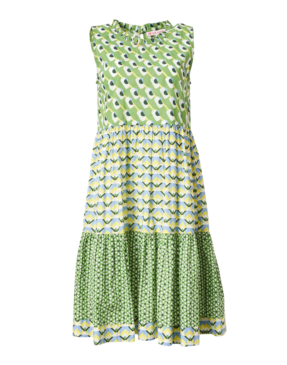 Mariel Green Geometric Printed Cotton Dress | Ro's Garden | Halsbrook