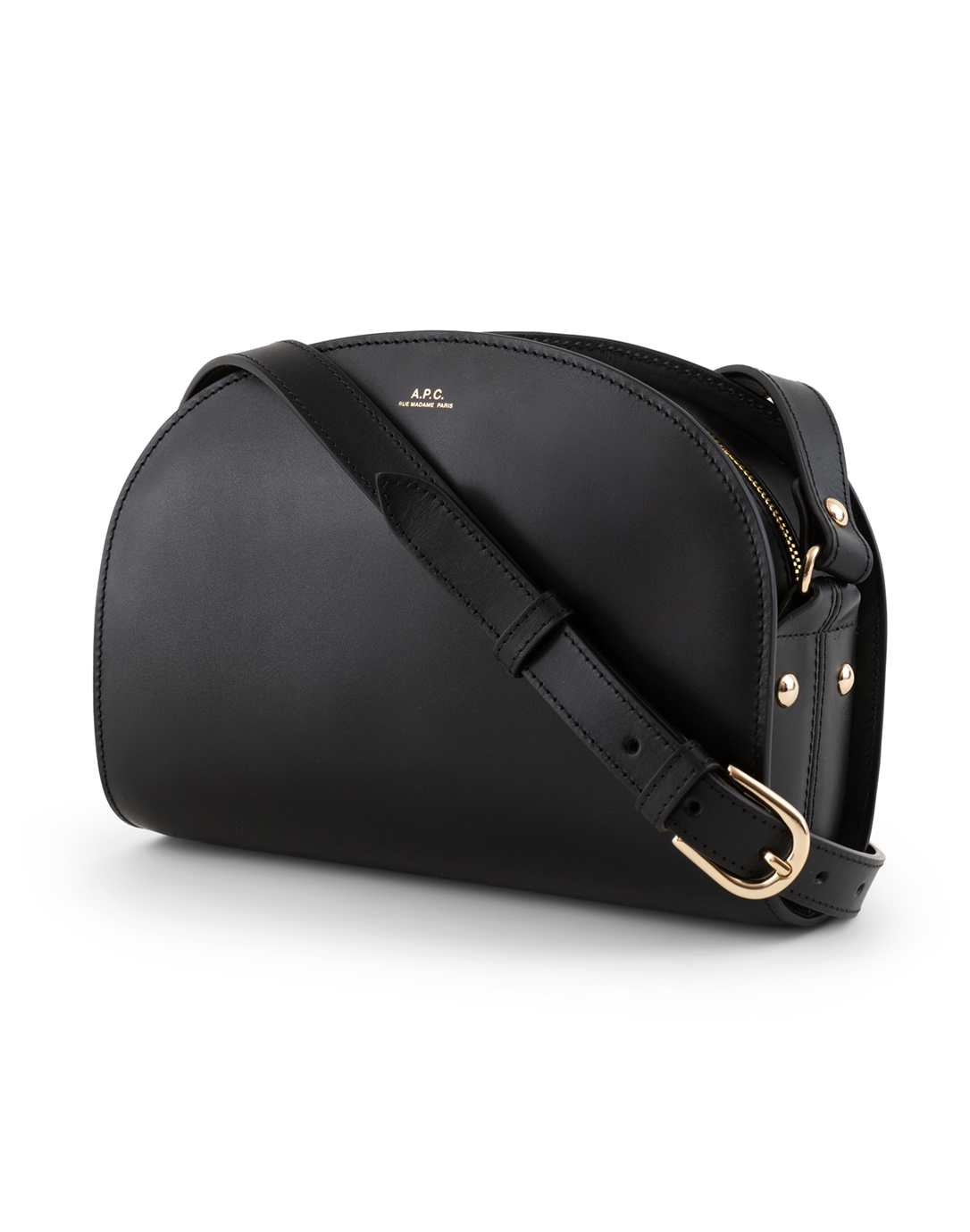 Black Demi Lune Leather Crossbody Bag