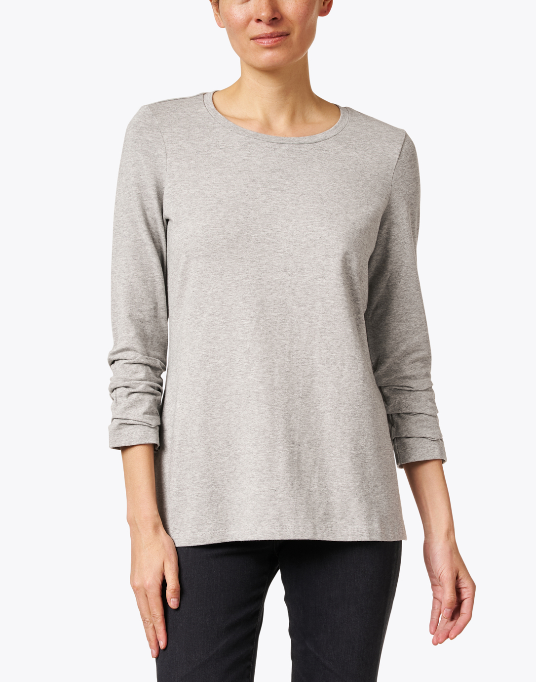 Ruched front long sleeve top heather grey