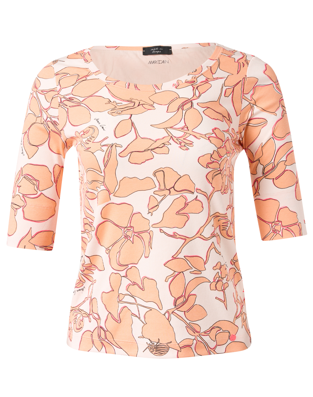 Peach Floral Print Jersey Top Marc Cain