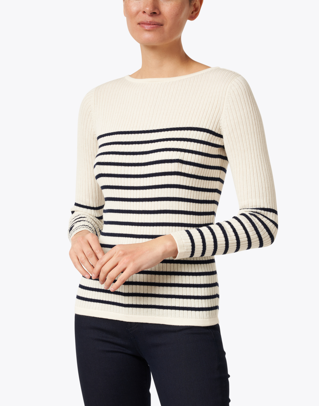 navy boatneck sweater