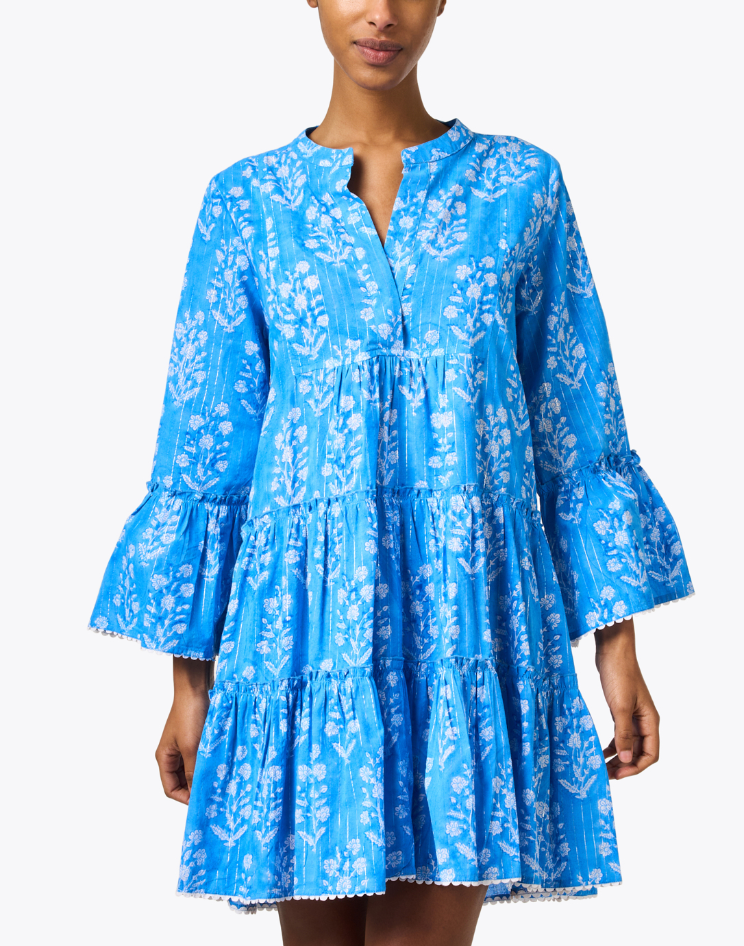 Blue Floral Print Cotton Dress | Juliet Dunn