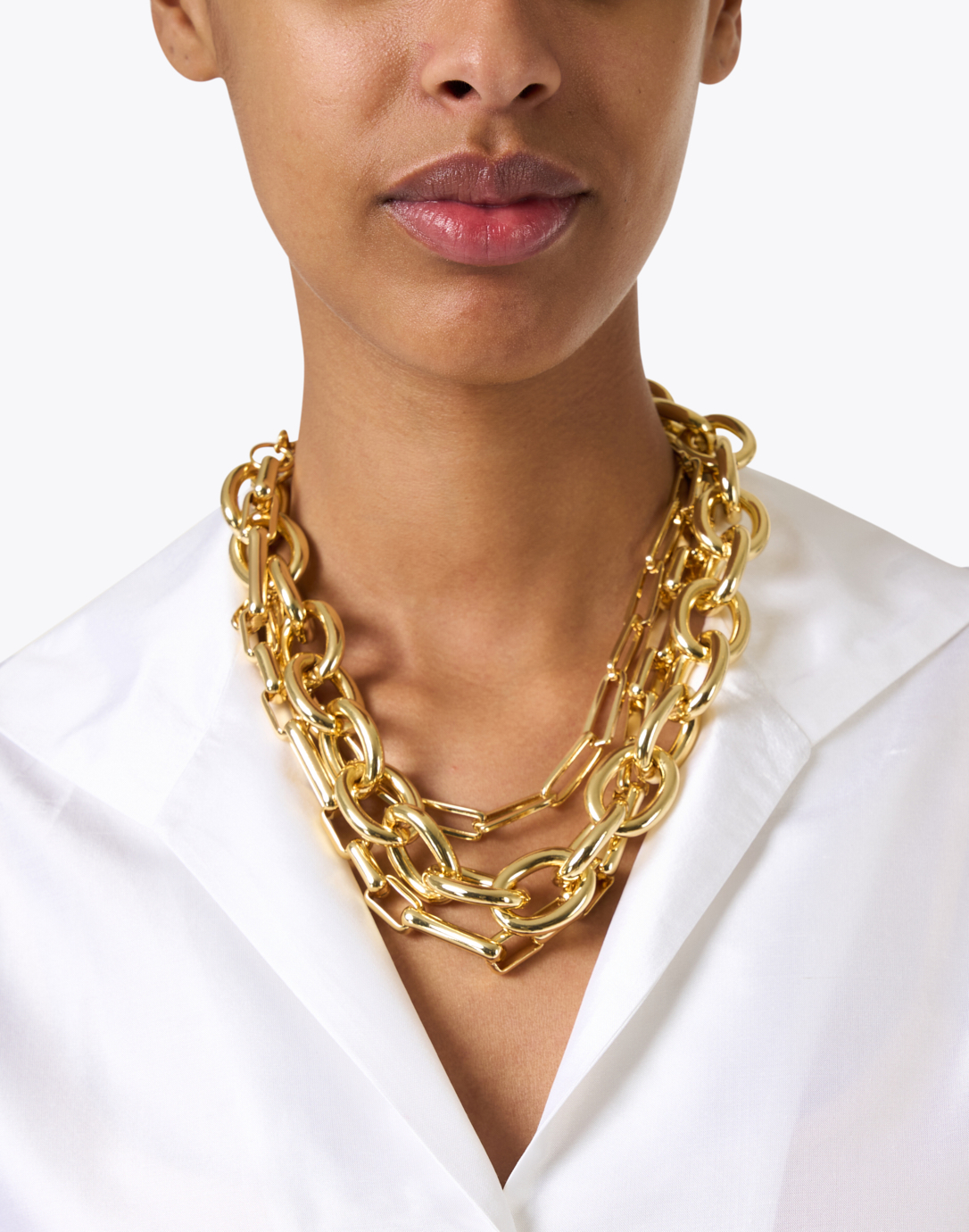 Polished Gold Link Pendant Necklace