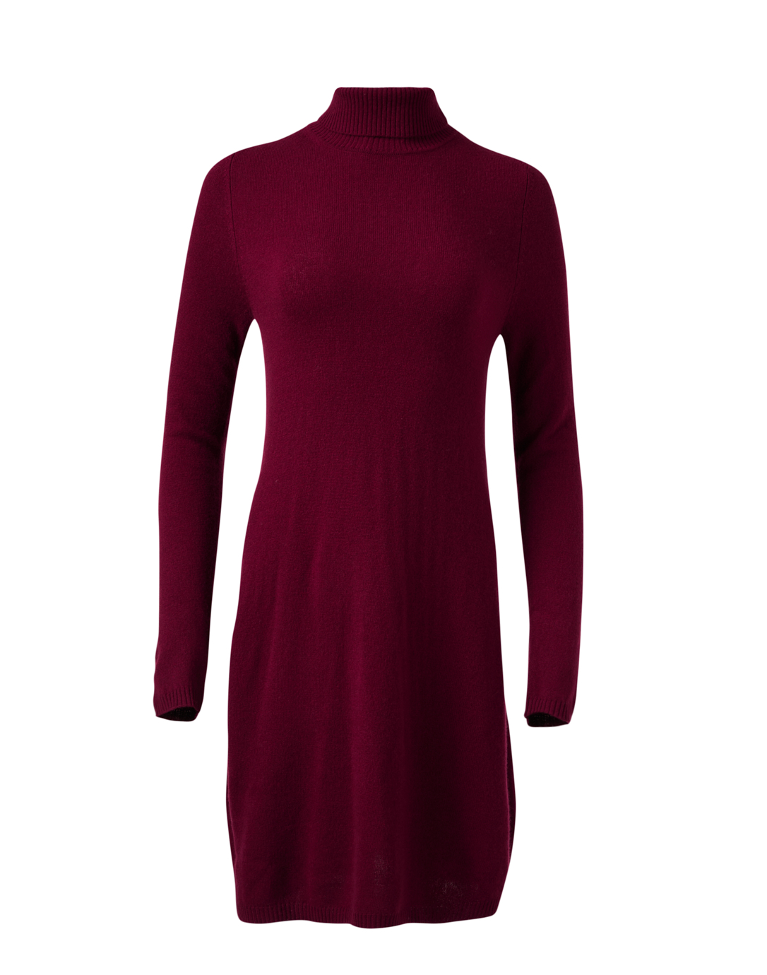 Allude Bordeaux Red Wool Cashmere Turtleneck Dress - Size 16