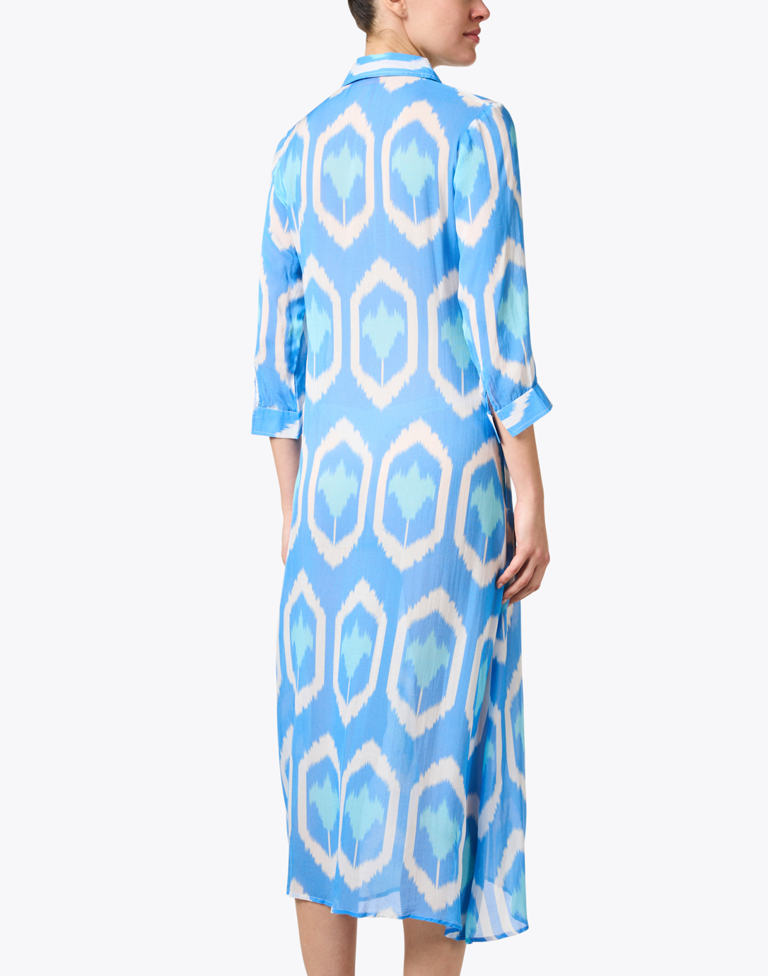 Blue Ikat Cotton Silk Shirt Dress | Oliphant