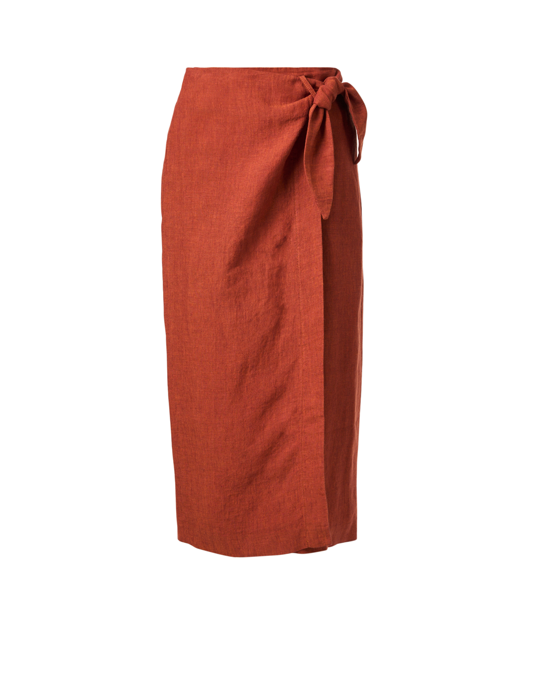Rust Red Linen Wrap Skirt