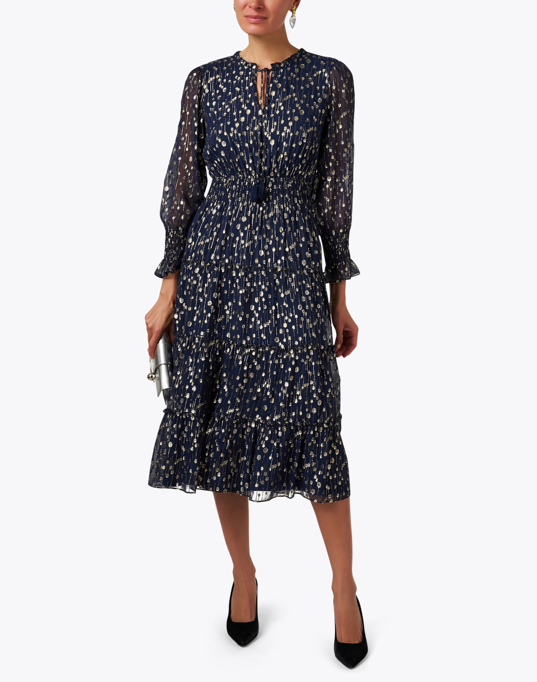 Navy and Gold Silk Dress Sail to Sable