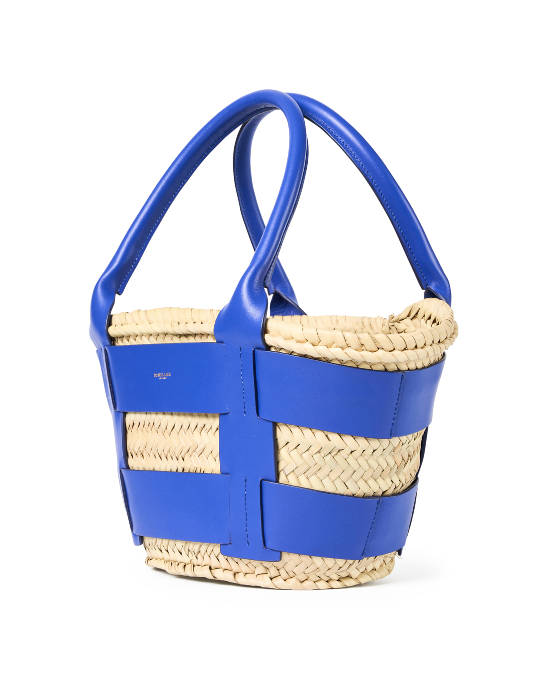 Mini Santorini Blue Leather Raffia Tote Bag | DeMellier