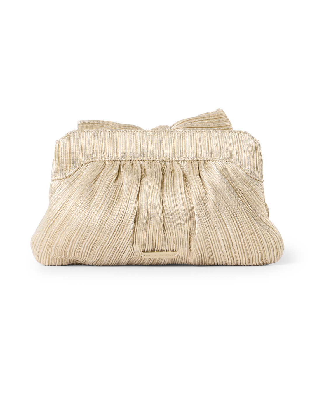 Rayne Gold Pleated Lame Bow Clutch