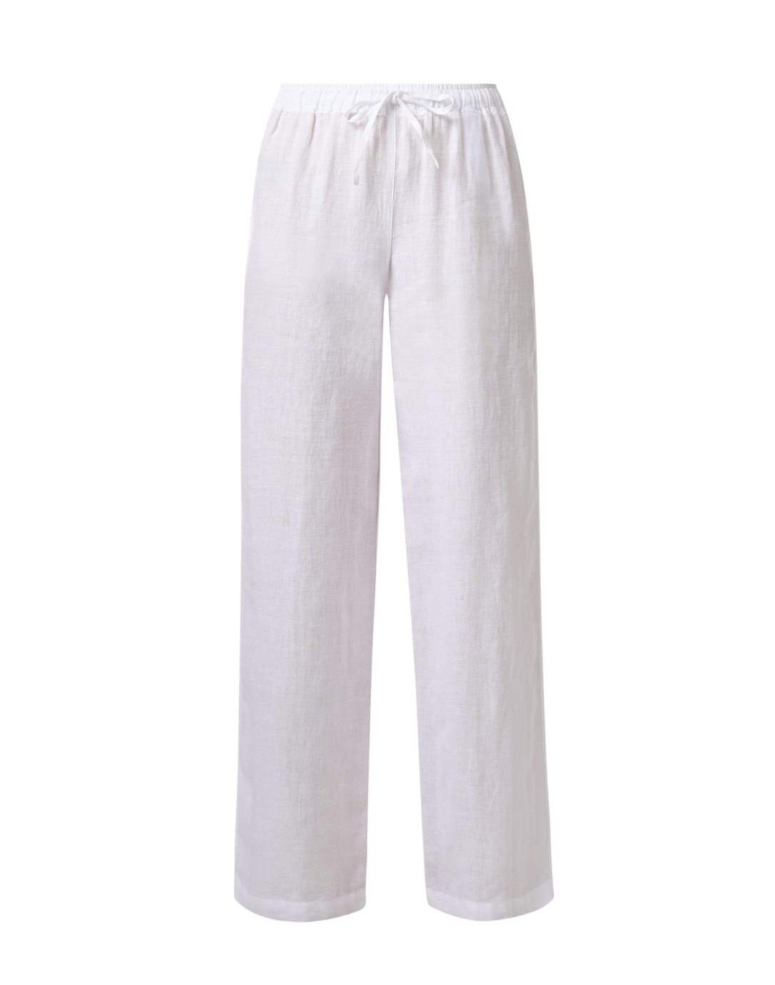 White Linen Wide Leg Drawstring Pant | 120% Lino