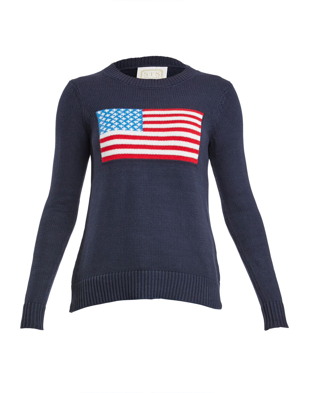 Navy American Flag Cotton Intarsia Sweater | Sail to Sable