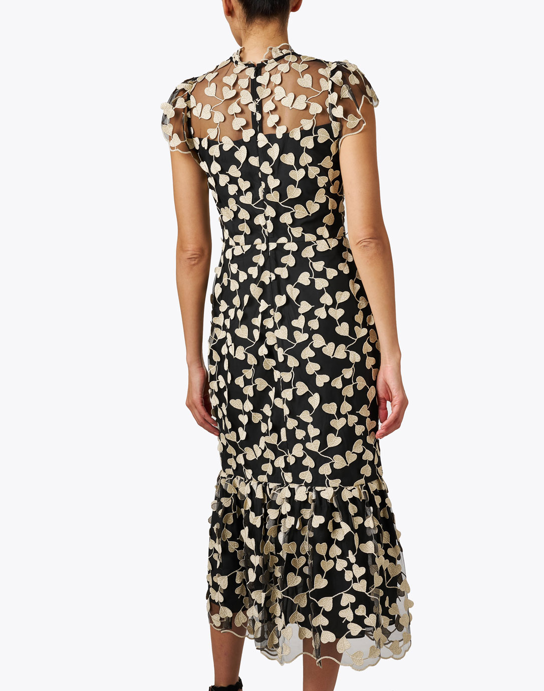 Liberty Black and Gold Embroidered Dress | Shoshanna