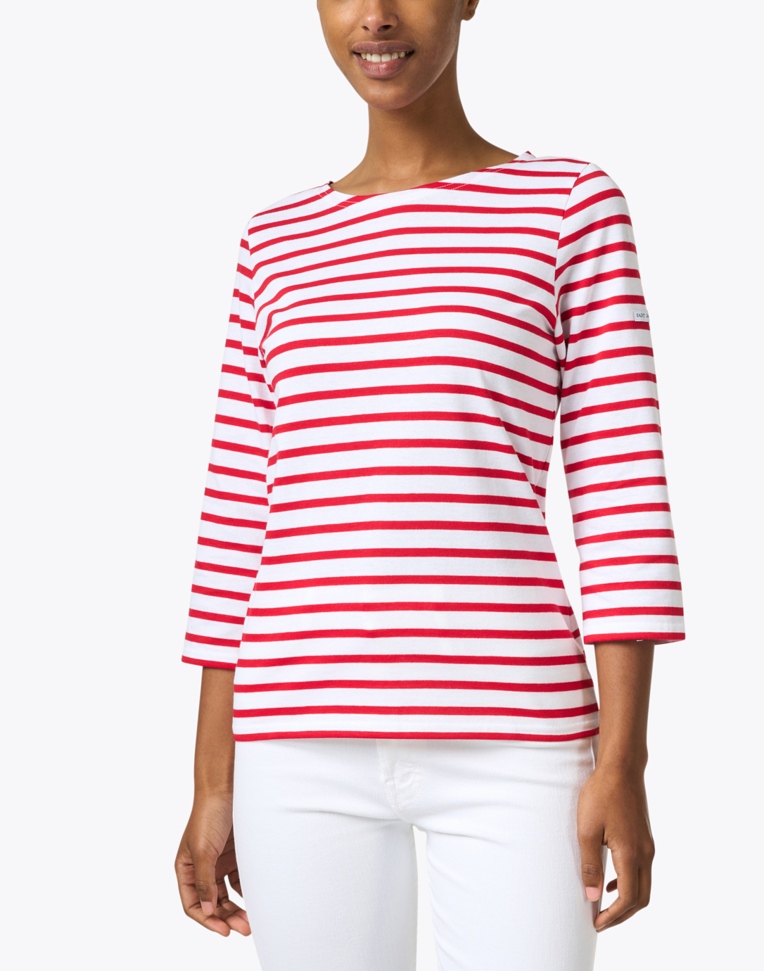 Portico Beregn Bunke af Galathee White and Red Striped Shirt | Saint James