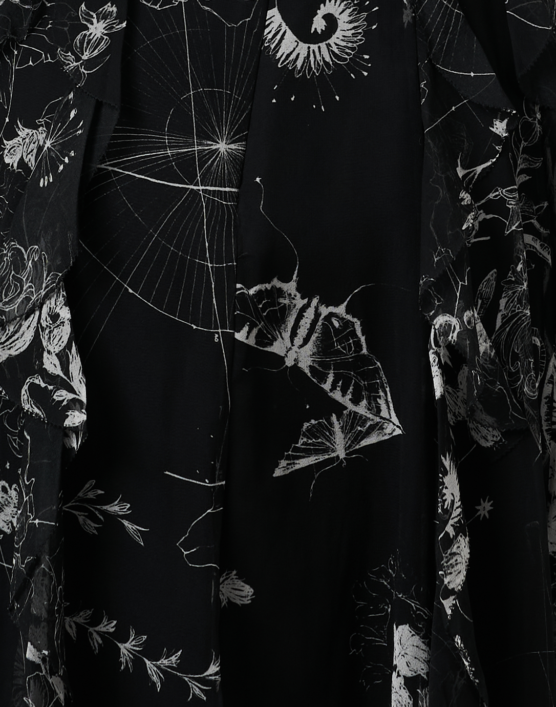 Black Multi Print Silk Chiffon Dress