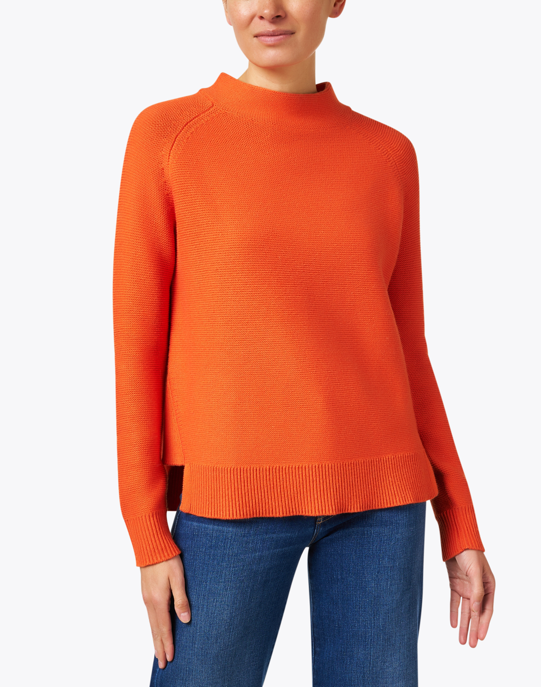 Orange Garter Stitch Cotton Sweater | Kinross
