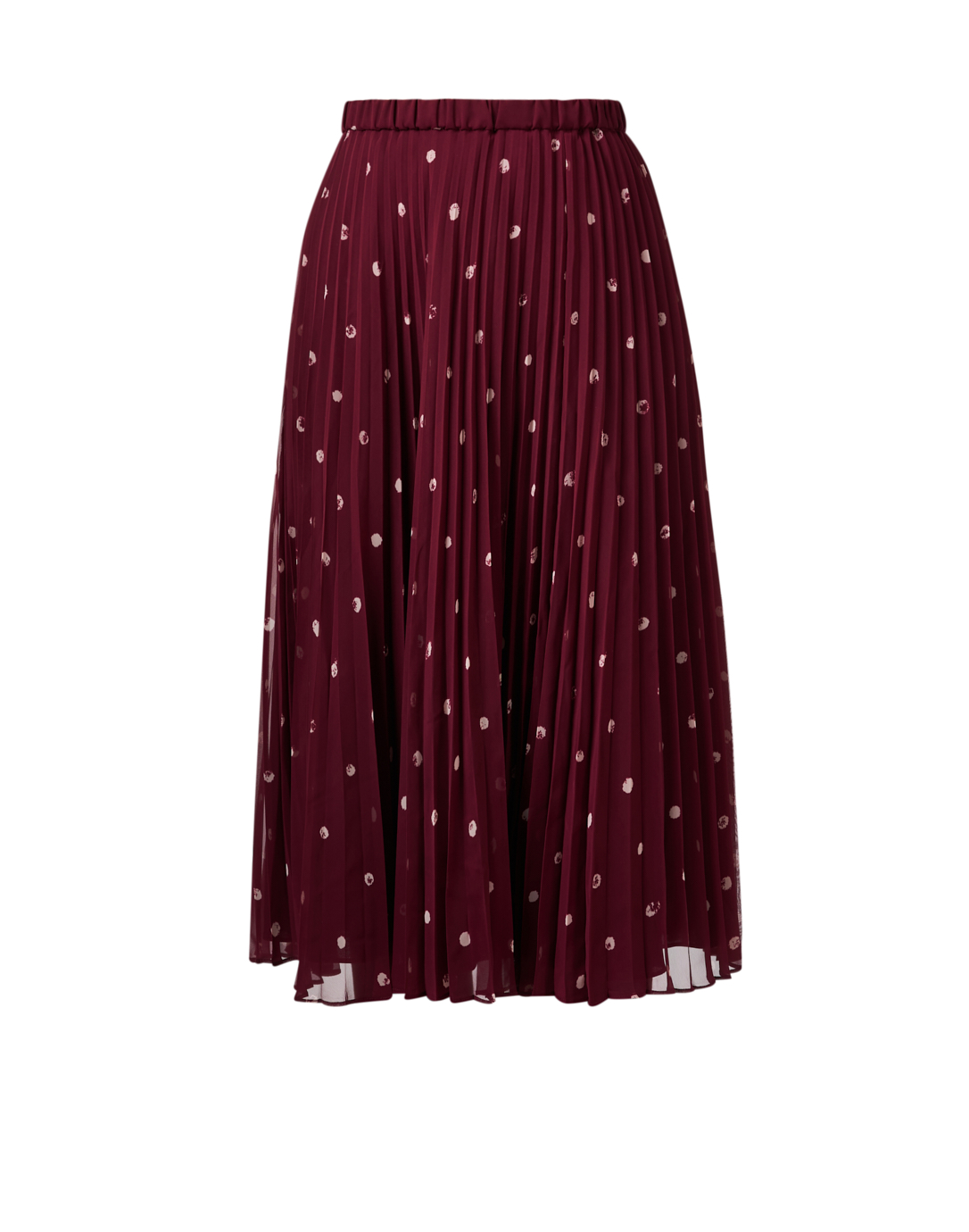Burgundy Dot Print Pleated Skirt | Jason Wu