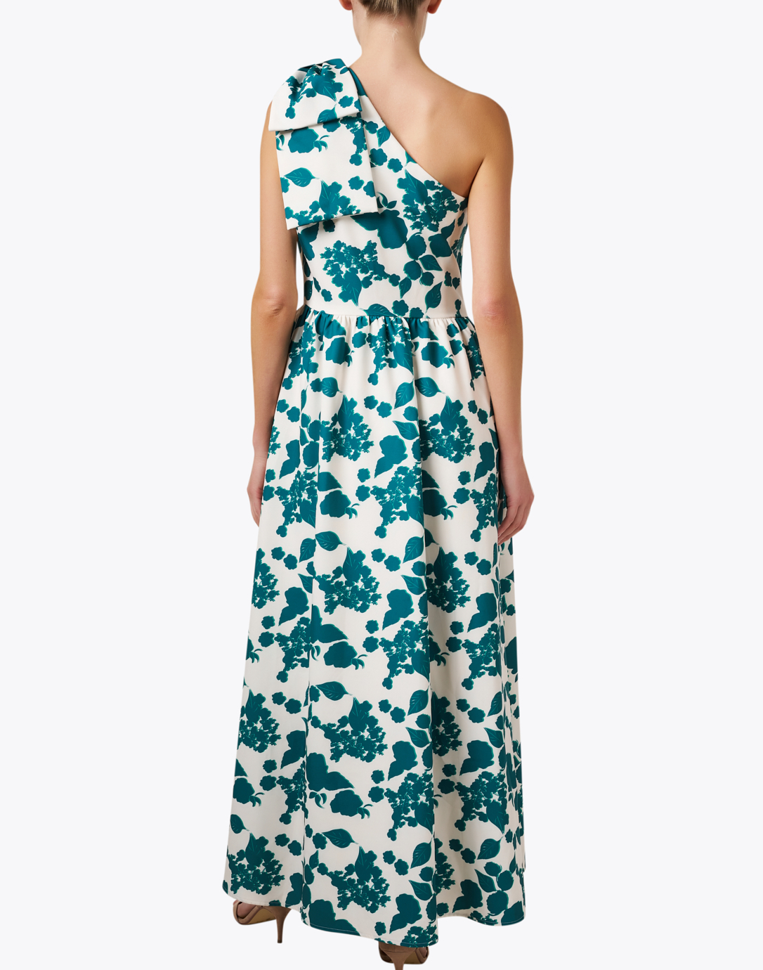 Caroline Green and Cream Floral Dress | Abbey Glass