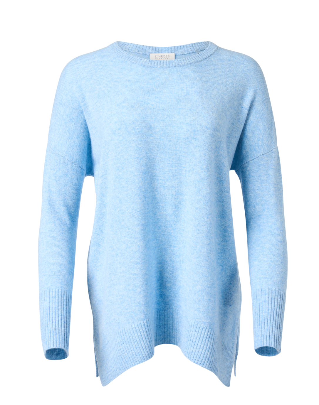 Light Blue Cashmere Split Hem Sweater | Kinross