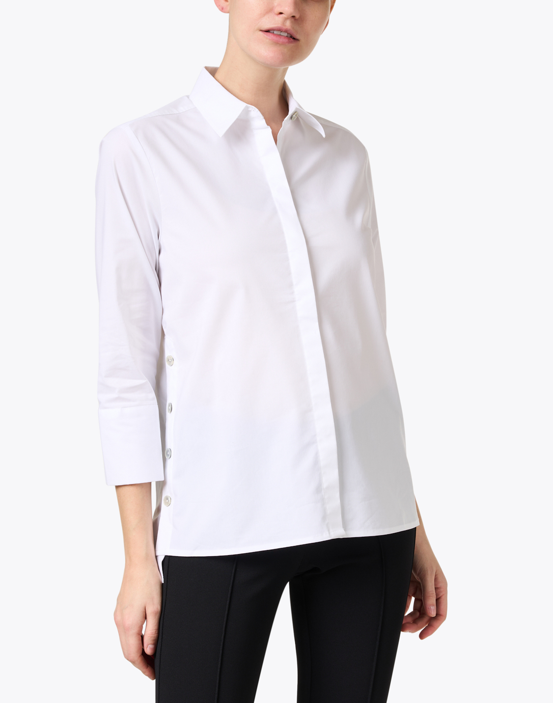 Maxine White Stretch Cotton Shirt | Hinson Wu