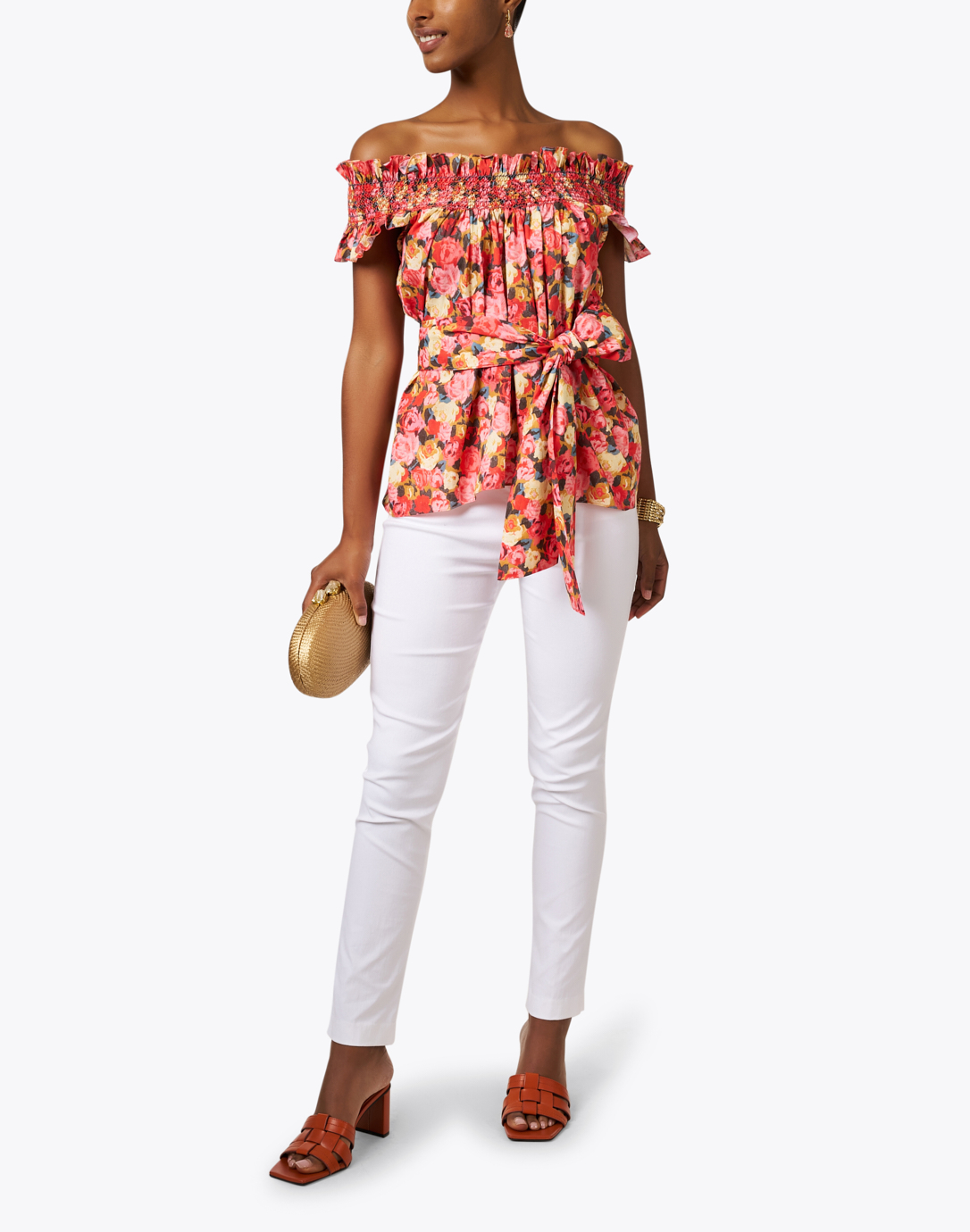 Maria Multi Floral Embroidered Cotton Blouse