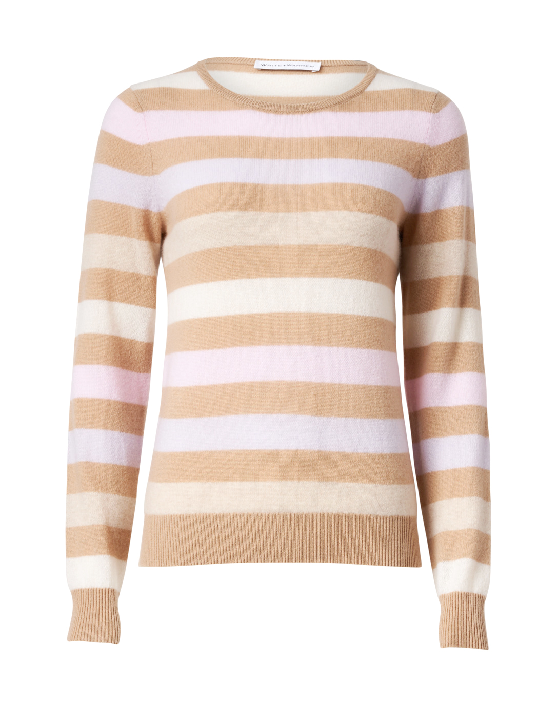 white and warren striped sweater