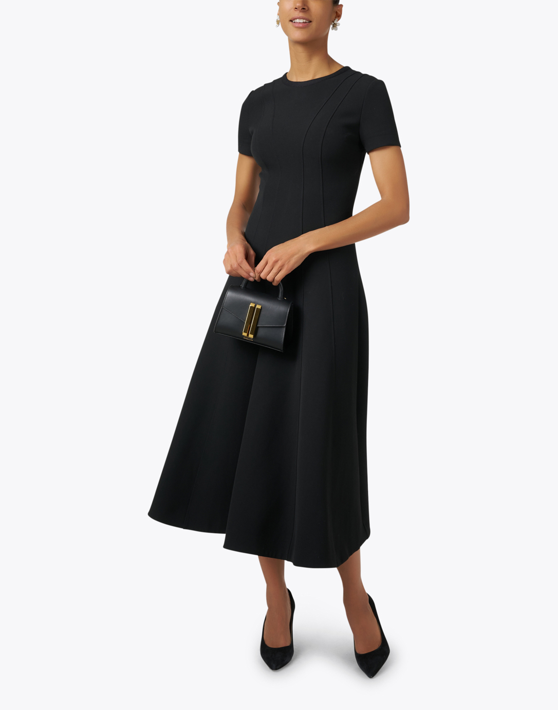 Pact Fit & Flare Midi Black Dress with Shelf Bra
