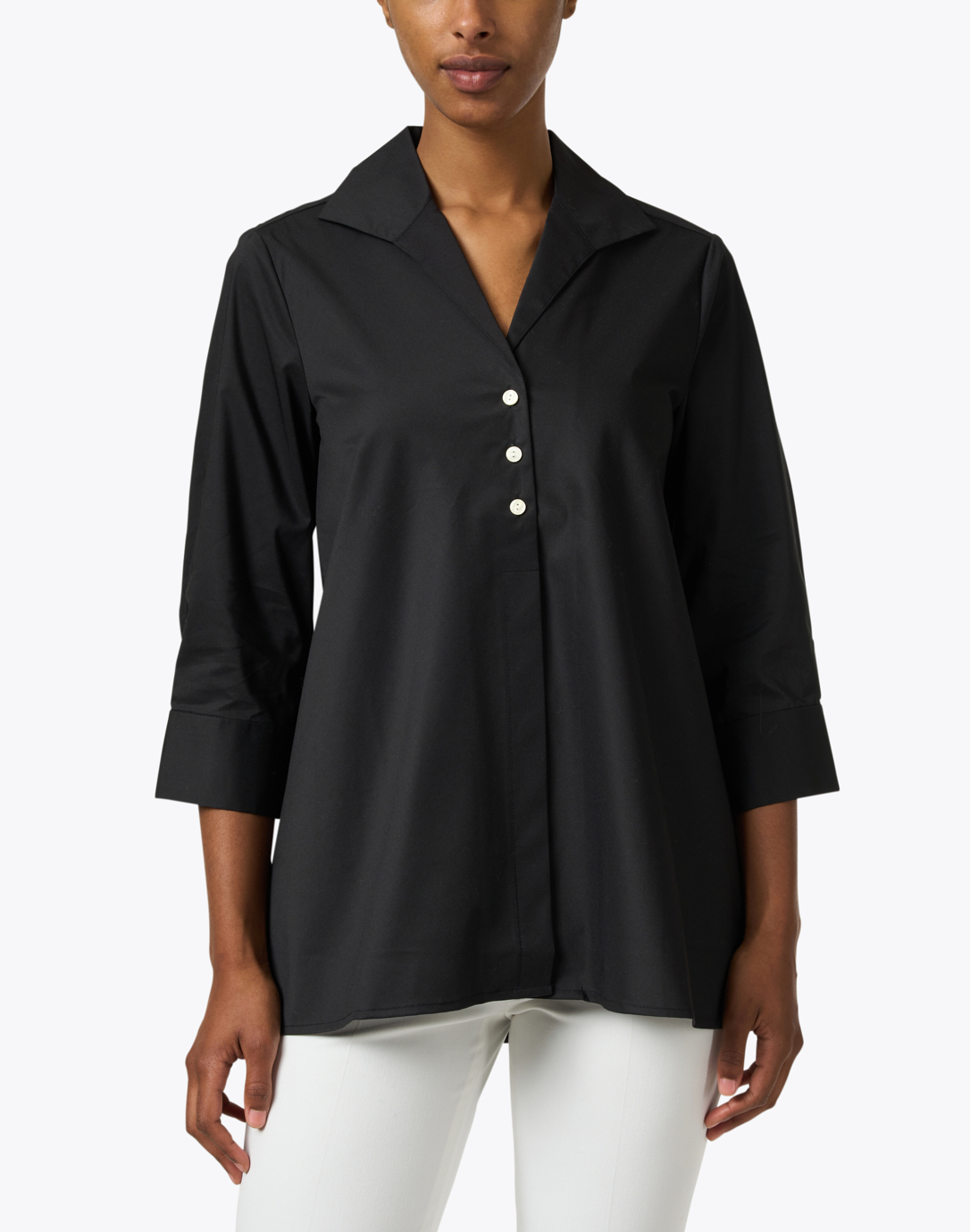 silk black button down