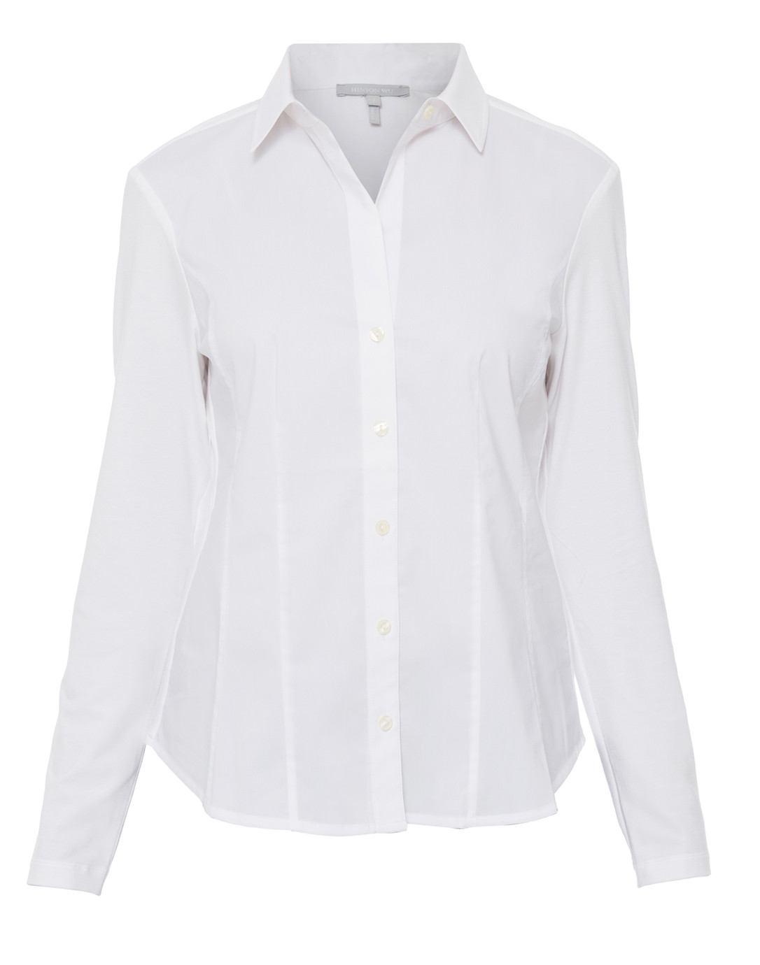 Jamie White Stretch Cotton and Jersey Shirt | Hinson Wu