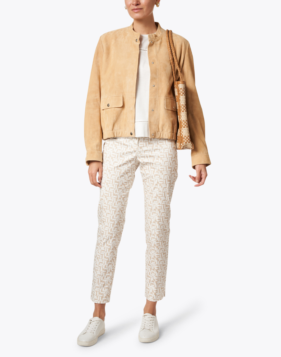 Dino Caramel Suede Bomber Jacket | Ines de la Fressange