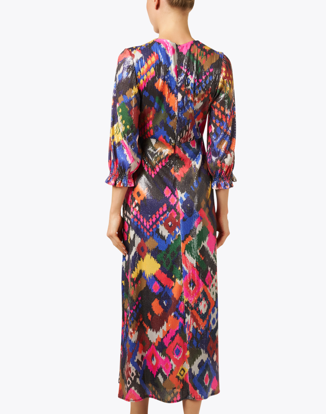 Kara Multi Ikat Sequin Print Dress | Vilagallo
