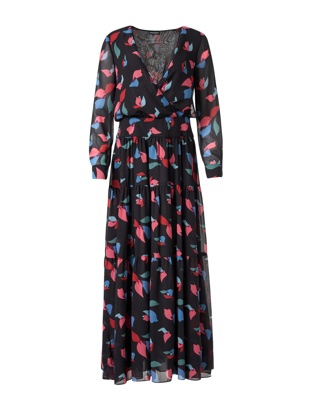 Black Multi Print Chiffon Dress | Emporio Armani