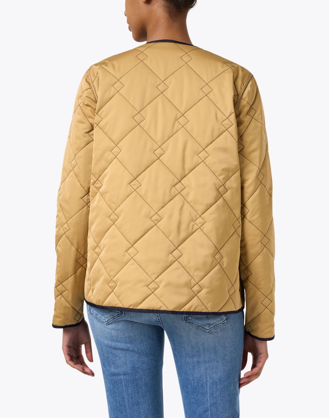 Navy and Camel Reversible Quilted Jacket | Jane Post