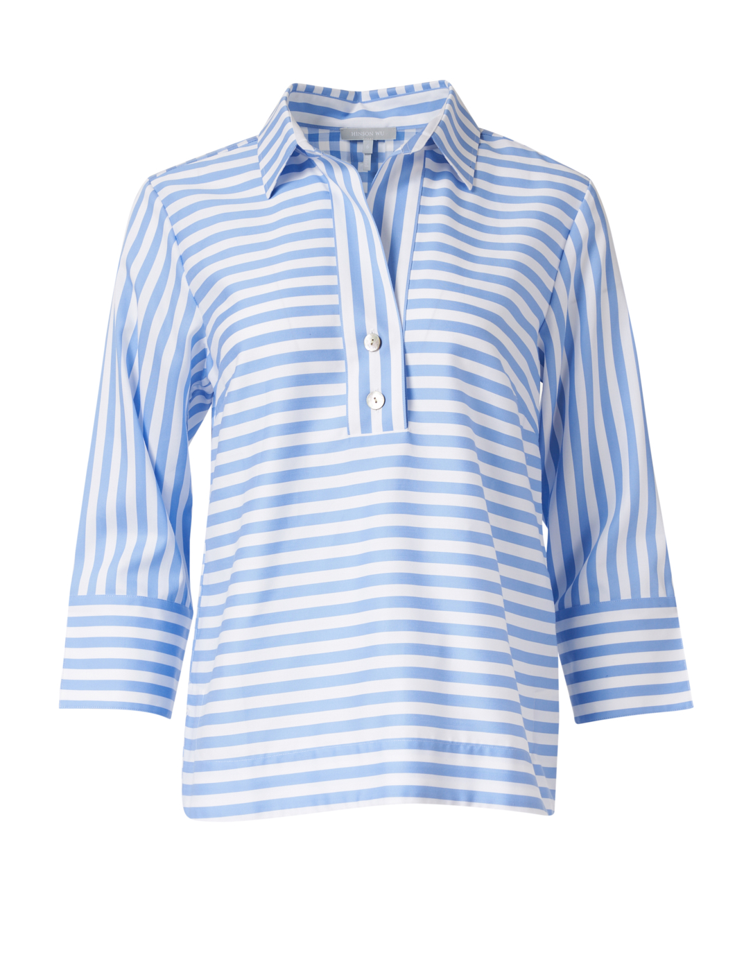 Aileen Blue and White Striped Cotton Top | Hinson Wu