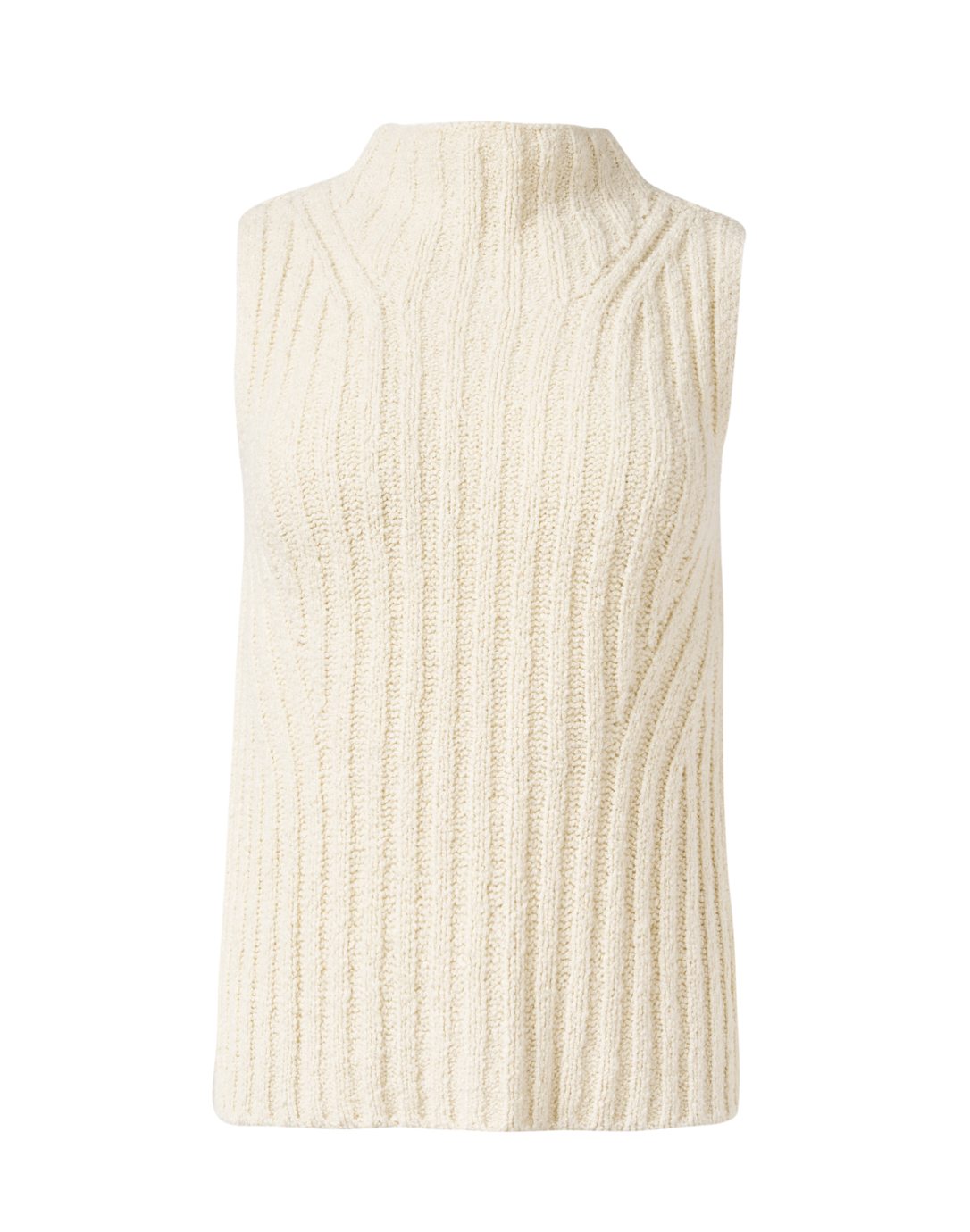 Sleeveless Cropped Cozy Plush-Yarn Cable-Knit Turtleneck Sweater